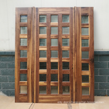 Black walnut solid wood main door designs with CE certificate glass and sidelight